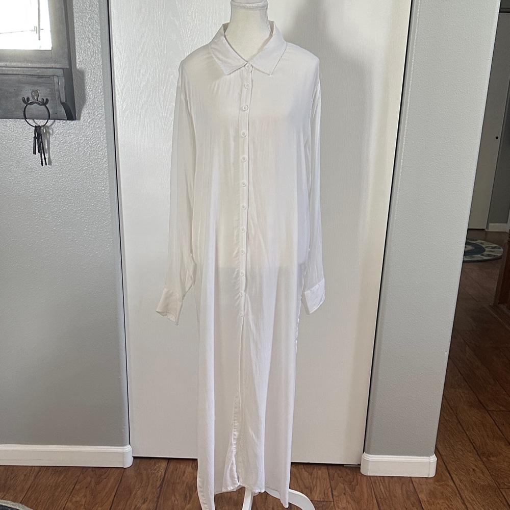 Universal Standard White Button-Up Dress